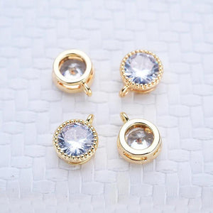 4MM 5MM 18K Plated Brass Round Charms Pendants with Zircon