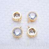 4MM 5MM 18K Plated Brass Round Charms Pendants with Zircon