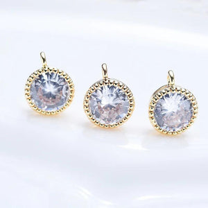 4MM 5MM 18K Plated Brass Round Charms Pendants with Zircon