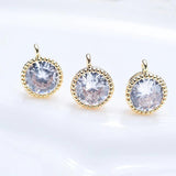 4MM 5MM 18K Plated Brass Round Charms Pendants with Zircon