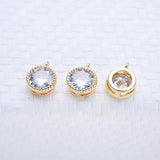 4MM 5MM 18K Plated Brass Round Charms Pendants with Zircon