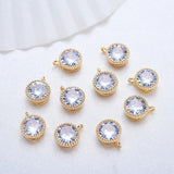4MM 5MM 18K Plated Brass Round Charms Pendants with Zircon