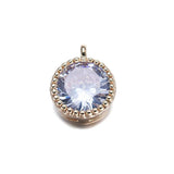 4MM 5MM 18K Plated Brass Round Charms Pendants with Zircon