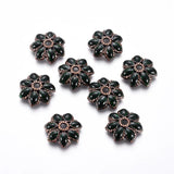 Alloy Bead Caps 7-Petal Flower Enamel End Caps 15x3mm
