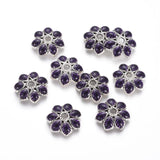 Alloy Bead Caps 7-Petal Flower Enamel End Caps 15x3mm
