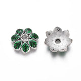 Alloy Bead Caps 7-Petal Flower Enamel End Caps 15x3mm
