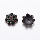 Alloy Bead Caps 7-Petal Flower Enamel End Caps 15x3mm