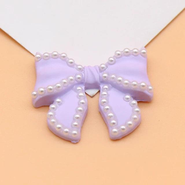 5pcs Alloy Bow Pearl DIY Headband Decoration Material 30*25MM