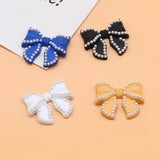 5pcs Alloy Bow Pearl DIY Headband Decoration Material 30*25MM