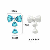 5Pcs Silver Alloy Button Wedding Dress Jewelry Rhinestone Mix Bow Pendant Base