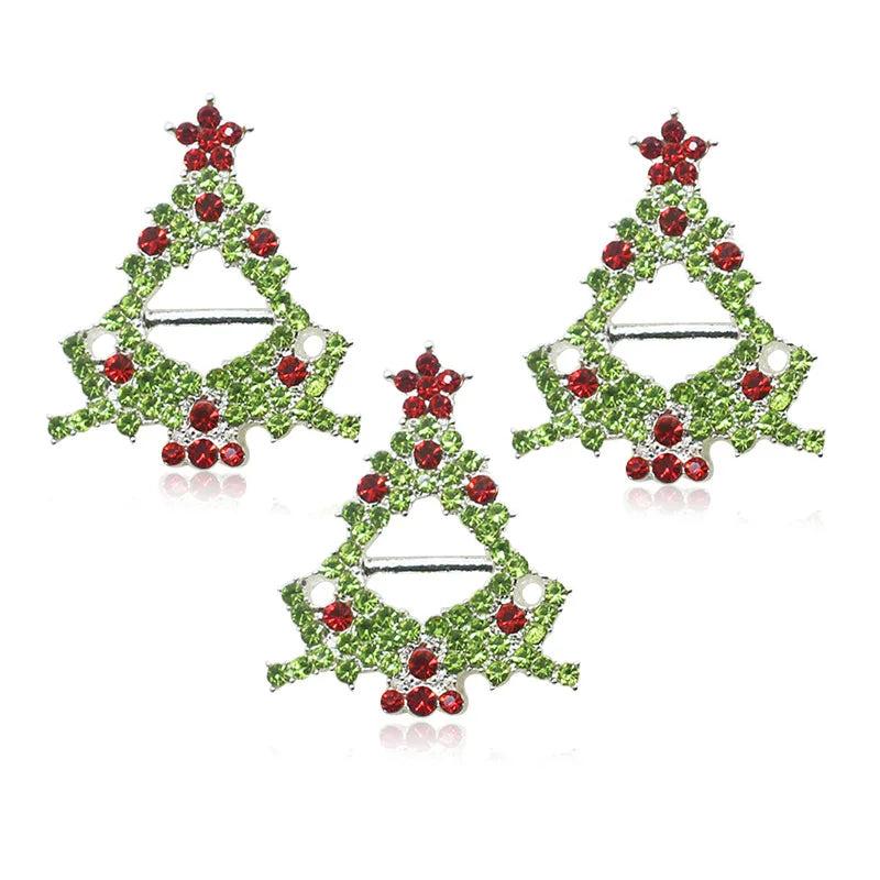 10Pcs Christmas Tree Buckles Rhinestone Decoration DIY Clothing Accessory