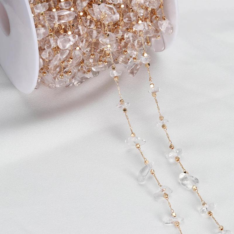 1m Natural Crystal Beads Link Chains Gravel Stone Bead Necklace Bracelet Chain
