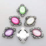 10Pcs Oval Alloy Rhinestone Pedestal Embellishments Cap for DIY Jewelry