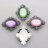 10Pcs Oval Alloy Rhinestone Pedestal Embellishments Cap for DIY Jewelry