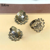BoYuTe 20Pcs 23MM Flower Filigree Ring Base Antique Bronze Plated