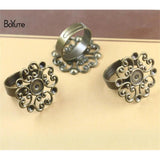 BoYuTe 20Pcs 23MM Flower Filigree Ring Base Antique Bronze Plated