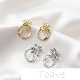 Gold-Covered Retro Flowers Silver Needle DIY Earrings