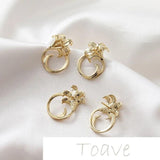 Gold-Covered Retro Flowers Silver Needle DIY Earrings