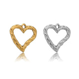 5pc Heart Pendant Bases Stainless Steel Charms for DIY Jewelry Making