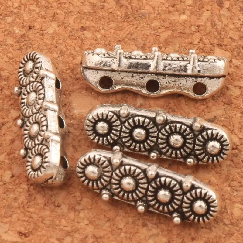 Daisy Bracelet Spacer Bars Beads Antiqued Silver 50PCS