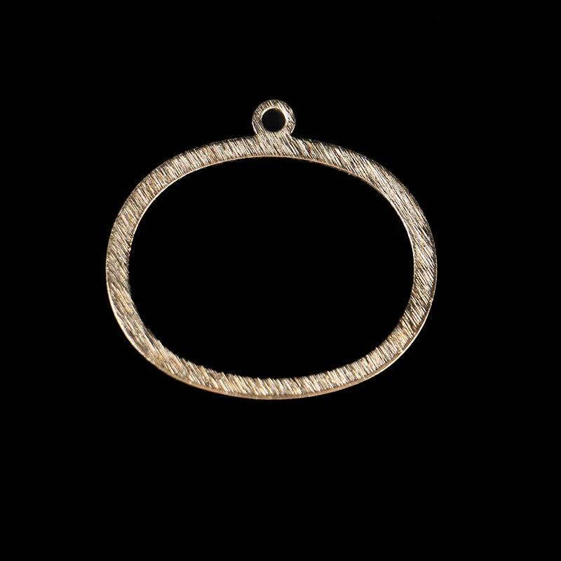 Brushed Brass Irregular Round Earring Pendant Necklace Charm