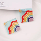 10 PCS Acrylic Embossed Flowers Square Pendant Earrings DIY Charms