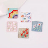 10 PCS Acrylic Embossed Flowers Square Pendant Earrings DIY Charms