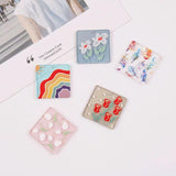 10 PCS Acrylic Embossed Flowers Square Pendant Earrings DIY Charms
