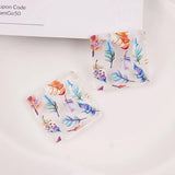 10 PCS Acrylic Embossed Flowers Square Pendant Earrings DIY Charms