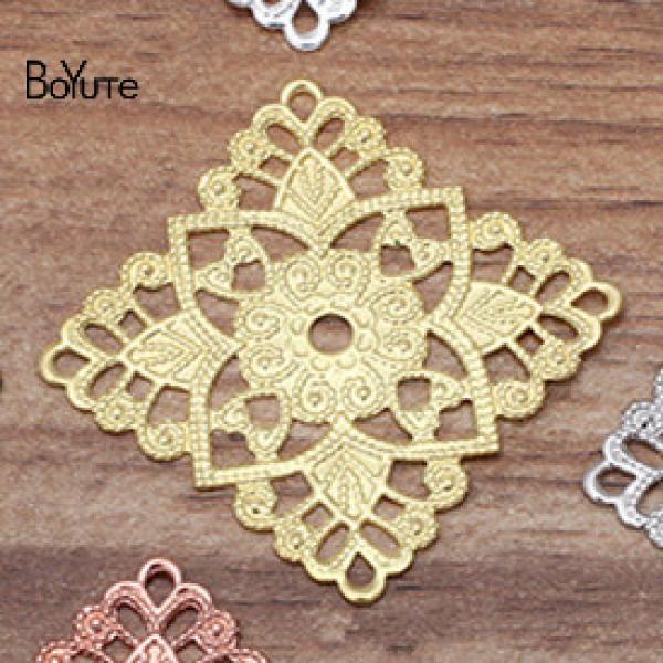 BoYuTe 30MM Square Filigree Findings Metal Brass DIY Hair Jewelry Accessories