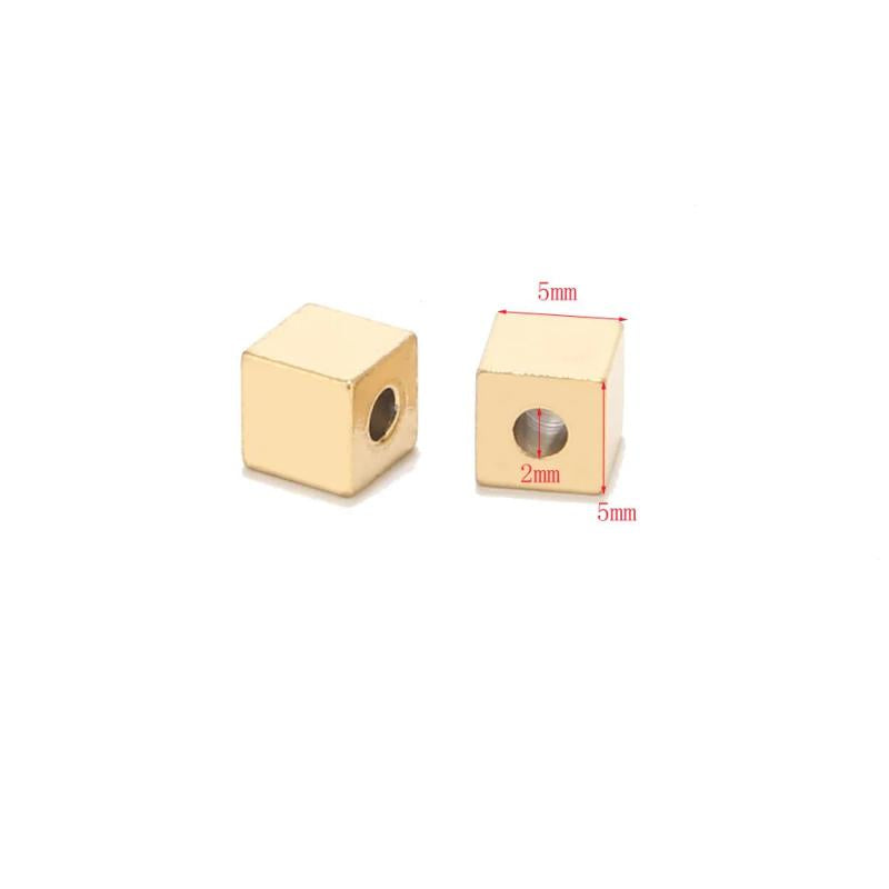 20pcs 2mm Stainless Steel Cube Spacer Beads Square Loose Beads