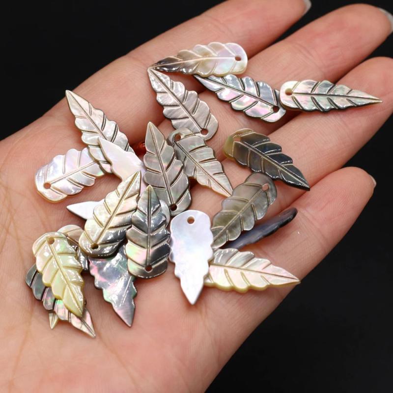 10pcs Natural Shell Pendant Leaf-shaped Shell Loose Beads 9x22mm