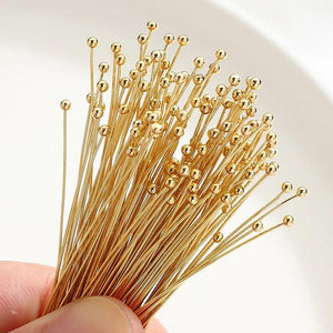 14K Wrapped T-Pin Round & Flat Head Ball Pins for Jewelry Making