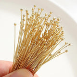 14K Wrapped T-Pin Round & Flat Head Ball Pins for Jewelry Making