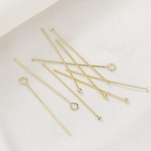 14K Wrapped T-Pin Round & Flat Head Ball Pins for Jewelry Making