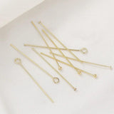 14K Wrapped T-Pin Round & Flat Head Ball Pins for Jewelry Making