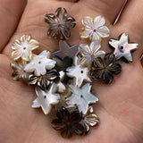 5PCS Mother Of Pearl Shell Beads Flower Shaped Back Shell
