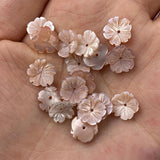 5PCS Carved Pink Mother of Pearl Shell Beads for Jewelry Making