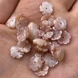 5PCS Carved Pink Mother of Pearl Shell Beads for Jewelry Making