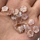 5PCS Carved Pink Mother of Pearl Shell Beads for Jewelry Making
