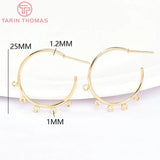 6PCS 25MM 24K Brass Round Earrings Hoop DIY Jewelry Findings