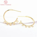 6PCS 25MM 24K Brass Round Earrings Hoop DIY Jewelry Findings