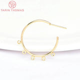 6PCS 25MM 24K Brass Round Earrings Hoop DIY Jewelry Findings