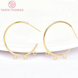 6PCS 25MM 24K Brass Round Earrings Hoop DIY Jewelry Findings