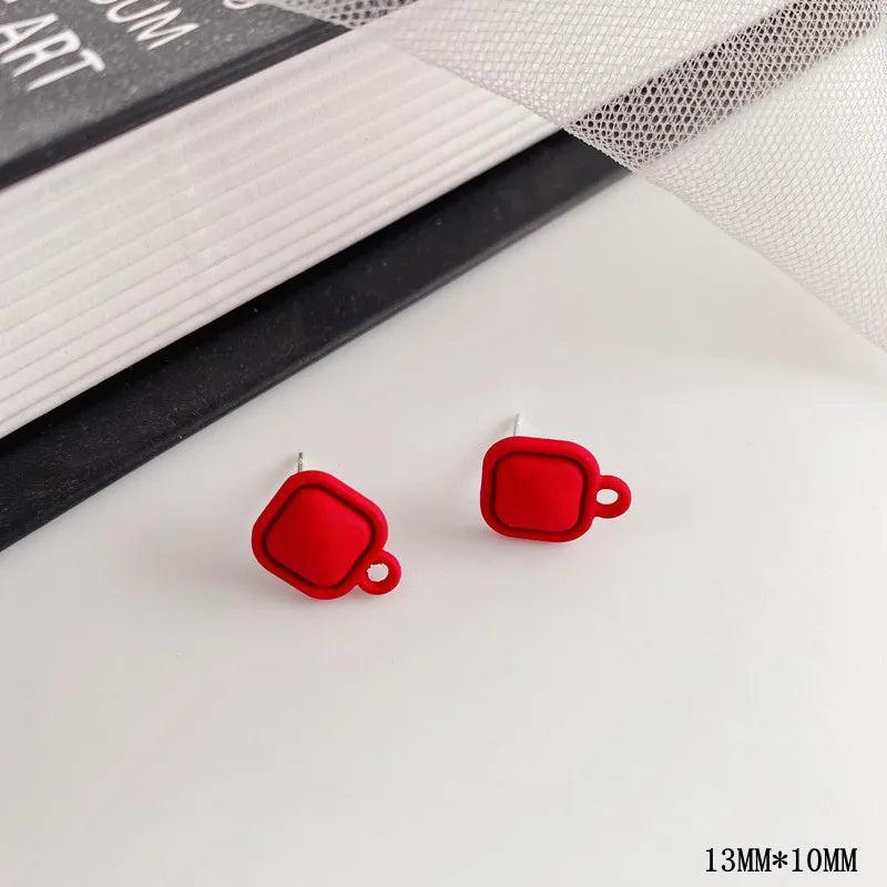 10pcs Red Earrings Connectors Love Heart Butterfly Stud Earrings Base