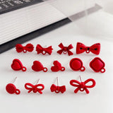 10pcs Red Earrings Connectors Love Heart Butterfly Stud Earrings Base