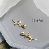 Copper Retro Stereo Rose Leaves Flower Pendant DIY Earrings Accessories