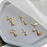 Copper Retro Stereo Rose Leaves Flower Pendant DIY Earrings Accessories