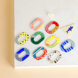 Oval Hollow Geometric Embossed Ring Acrylic Earring Accessories
