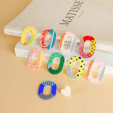 Oval Hollow Geometric Embossed Ring Acrylic Earring Accessories